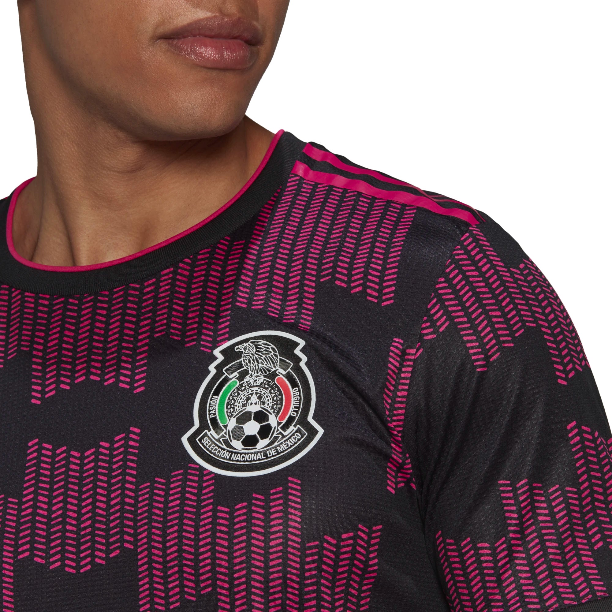 adidas Men's Mexico 2021/22 Authentic Home Jersey Black/Real Magenta、mySite、noshort