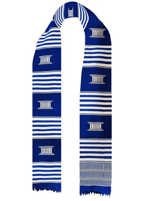 Blue and White Handwoven Kente Sash - Scarf - DPS251、mySite、solidvoid