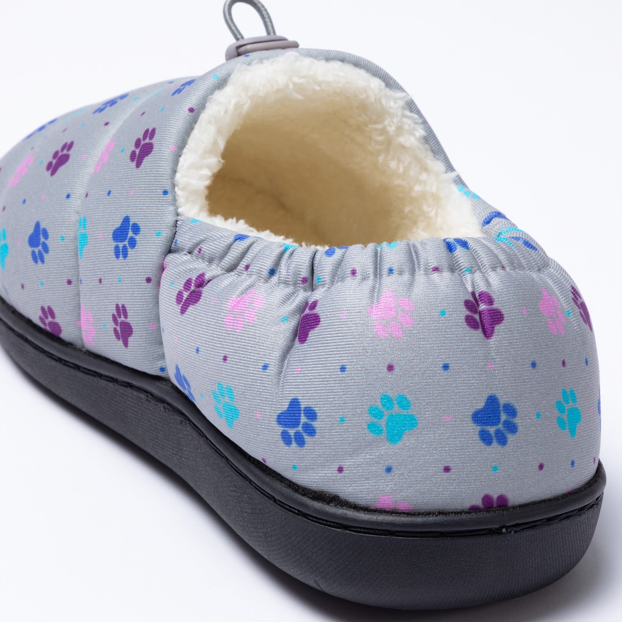 Paw Print Puffy Fleece-Lined Slippers with Toggle、mySite、camillekostekn