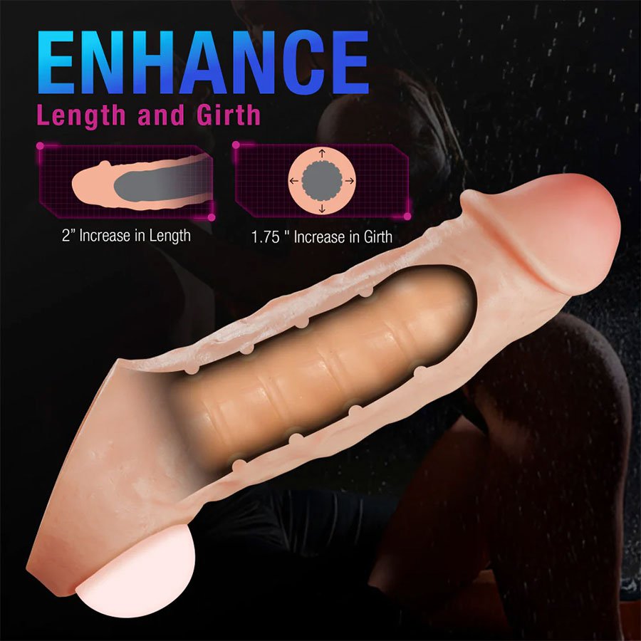 Intrepid 9.25 Inch Realistic Dual Density Silicone Penis Extender Sleeve、mySite、bottomscart