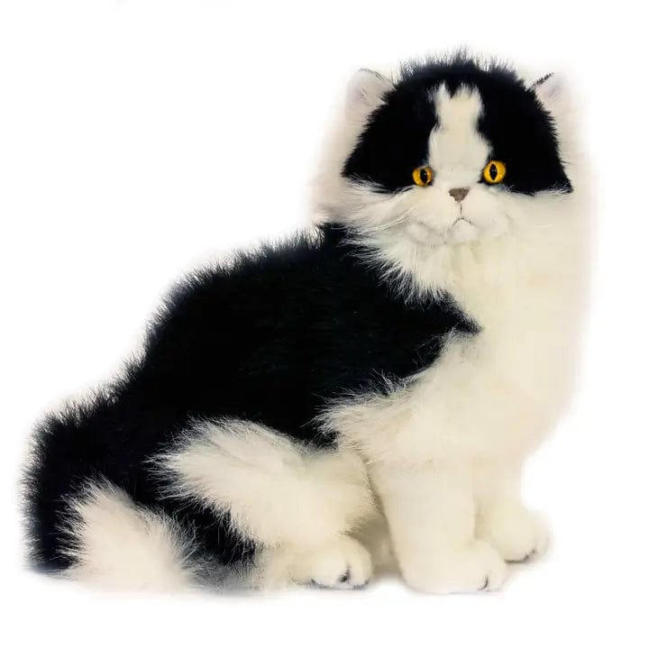 Black and White Sitting Persian Realistic Plush Cat Toy Eco Friendly Stuffing、mySite、g9winljtr