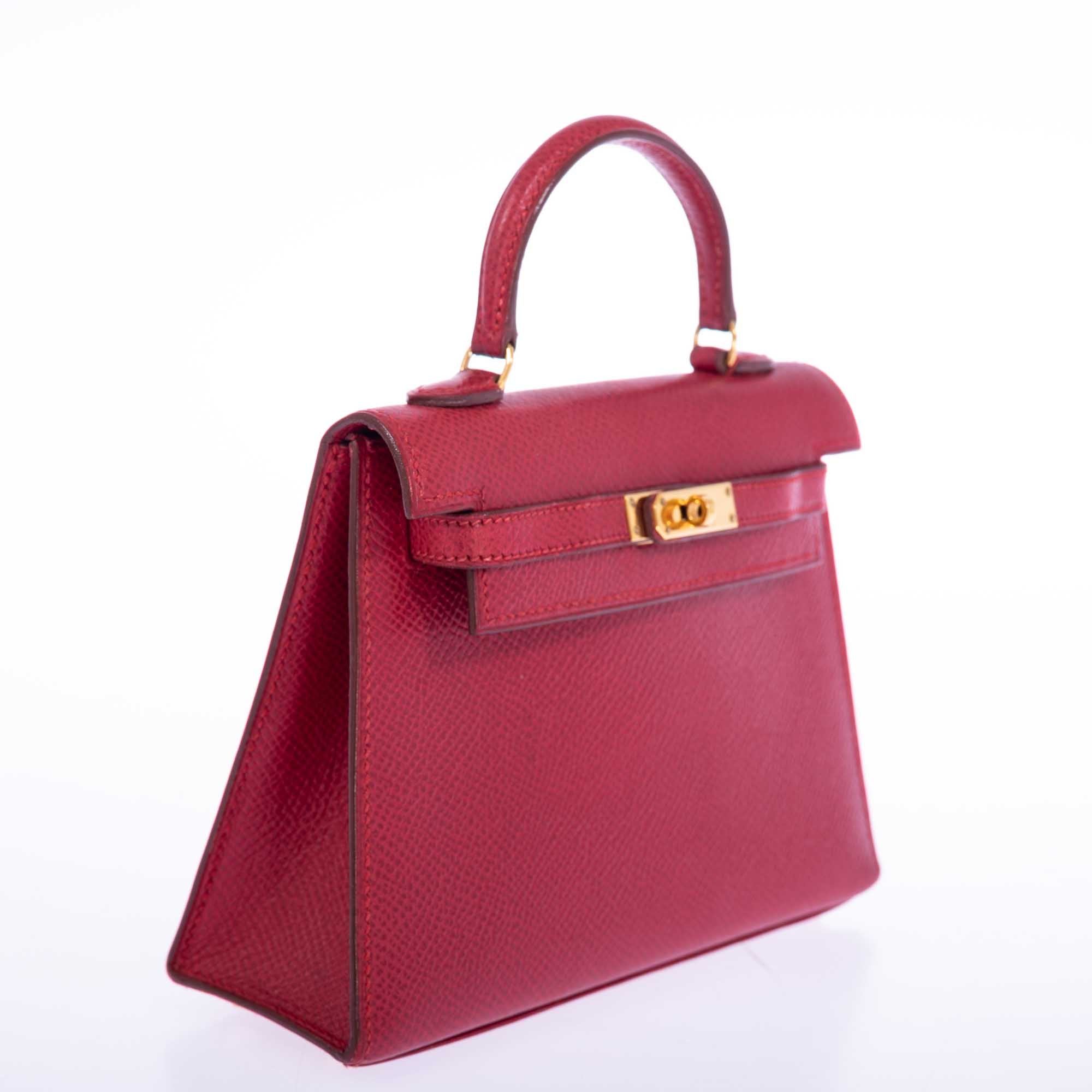Vintage Hermès Kelly 15 Sellier Micro Rouge Vif Courchevel Gold Hardware、mySite、garminoutage.com
