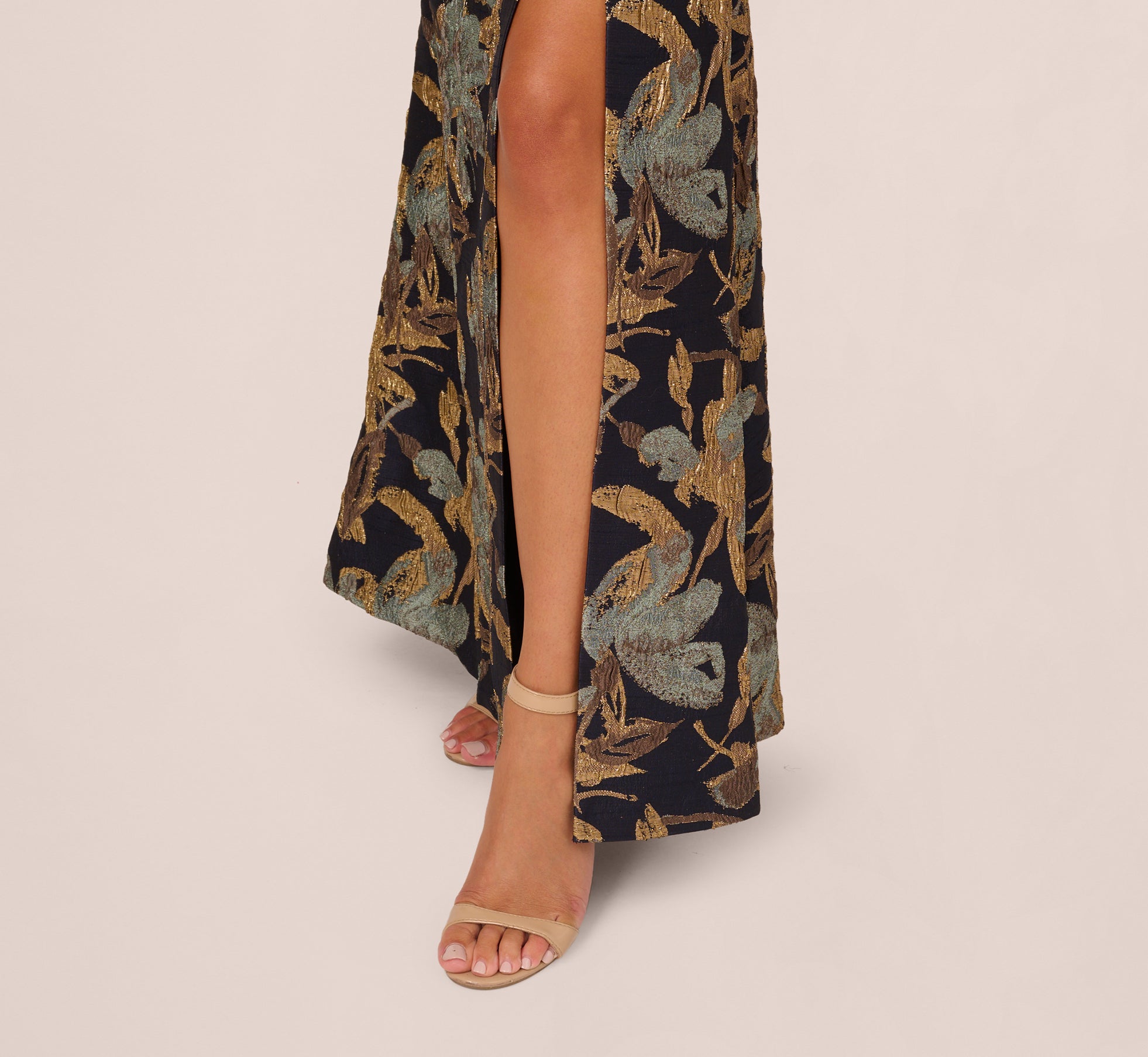 One Shoulder Jacquard Dress In Blue Gold、mySite、solidvoid