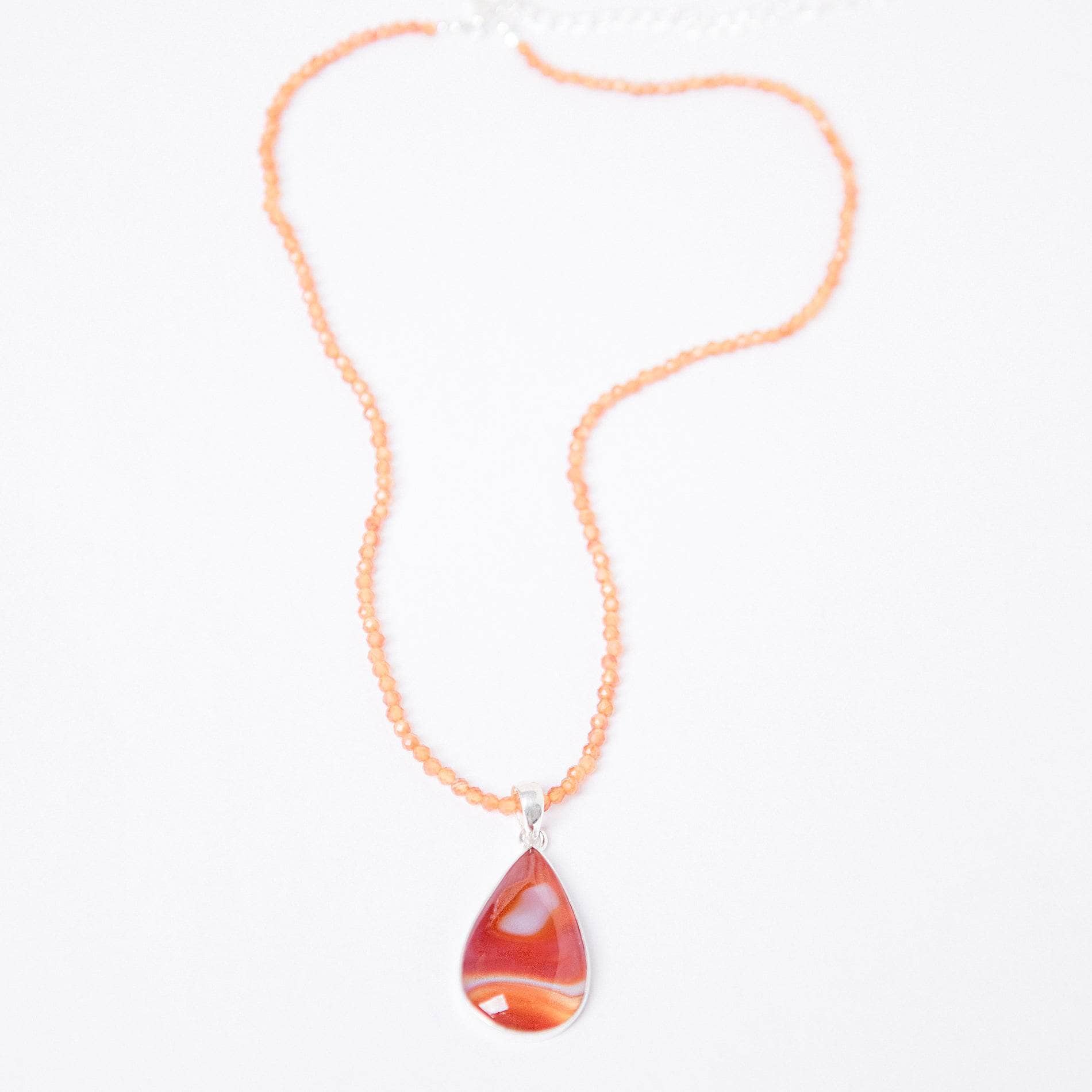 Carnelian Banded Agate Teardrop Pendant Necklace、mySite、hinf8tx79