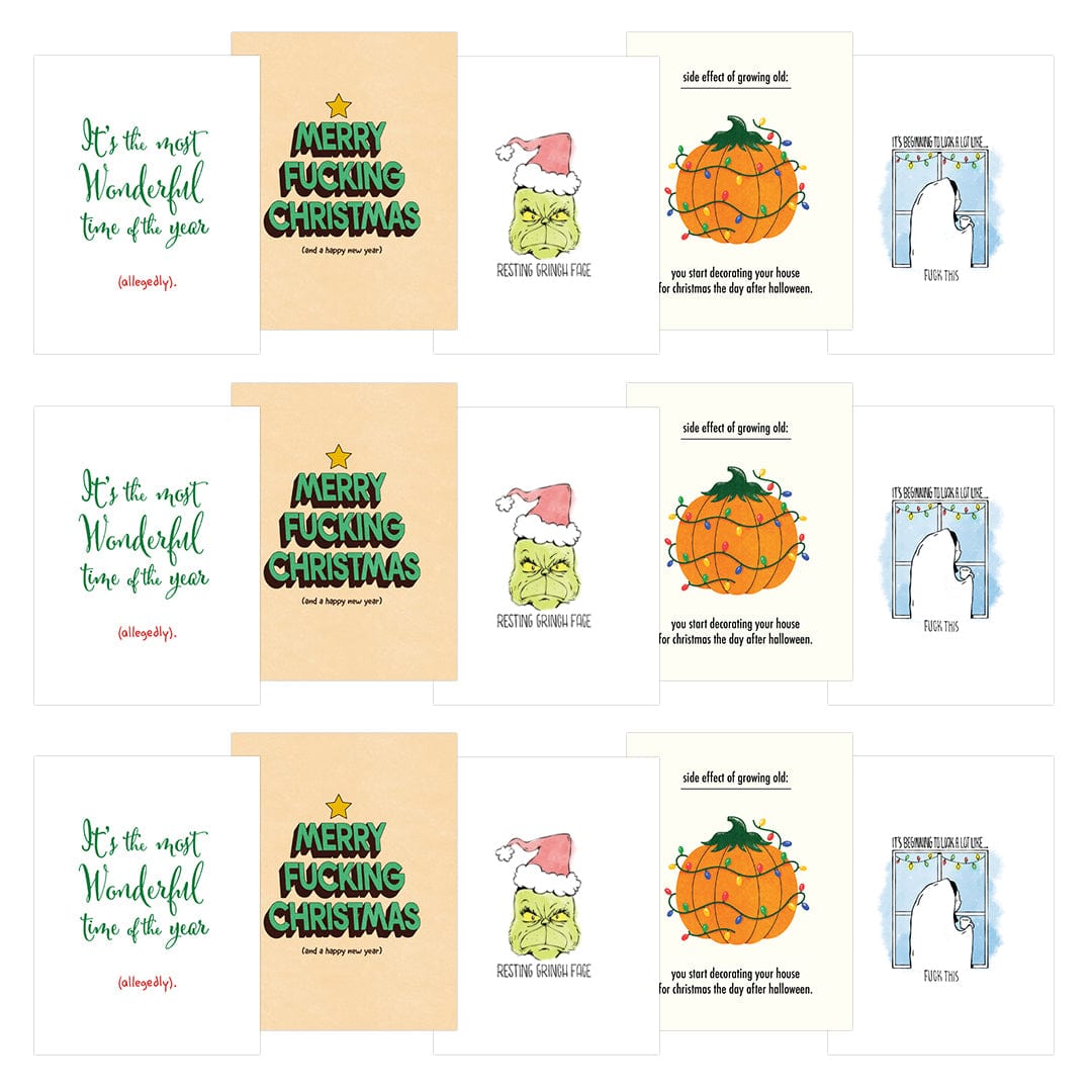  Sarcastic Christmas Cards 15 Pack (3x of each design)、mySite、ghnorth