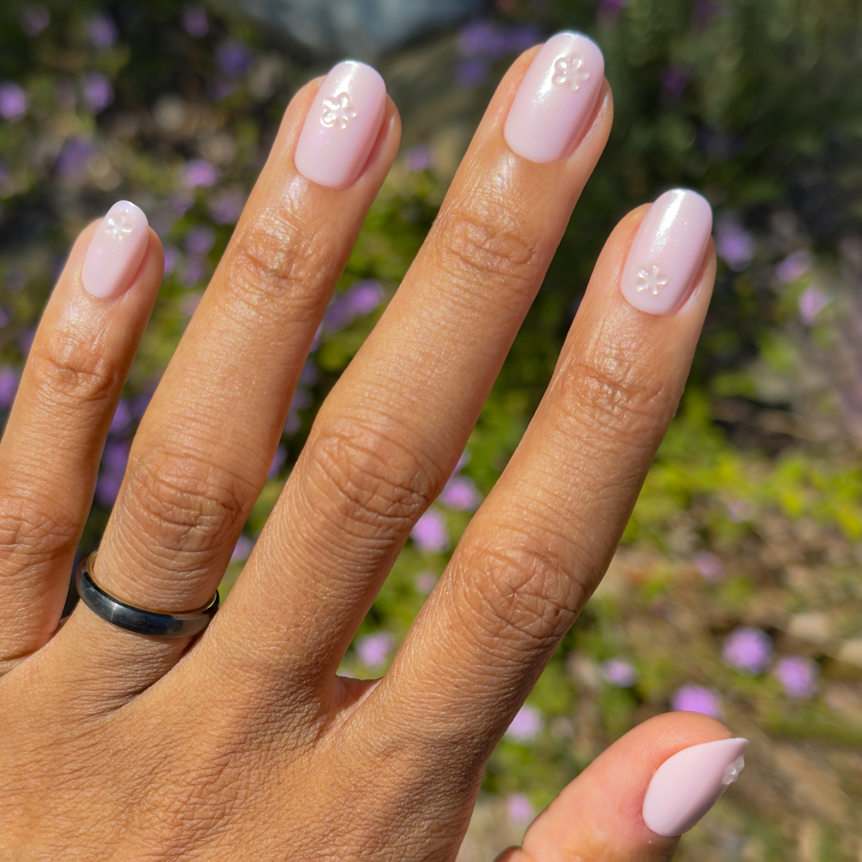 Puffy Floral Metallic - Press-On | Short | Round、mySite、solidvoid