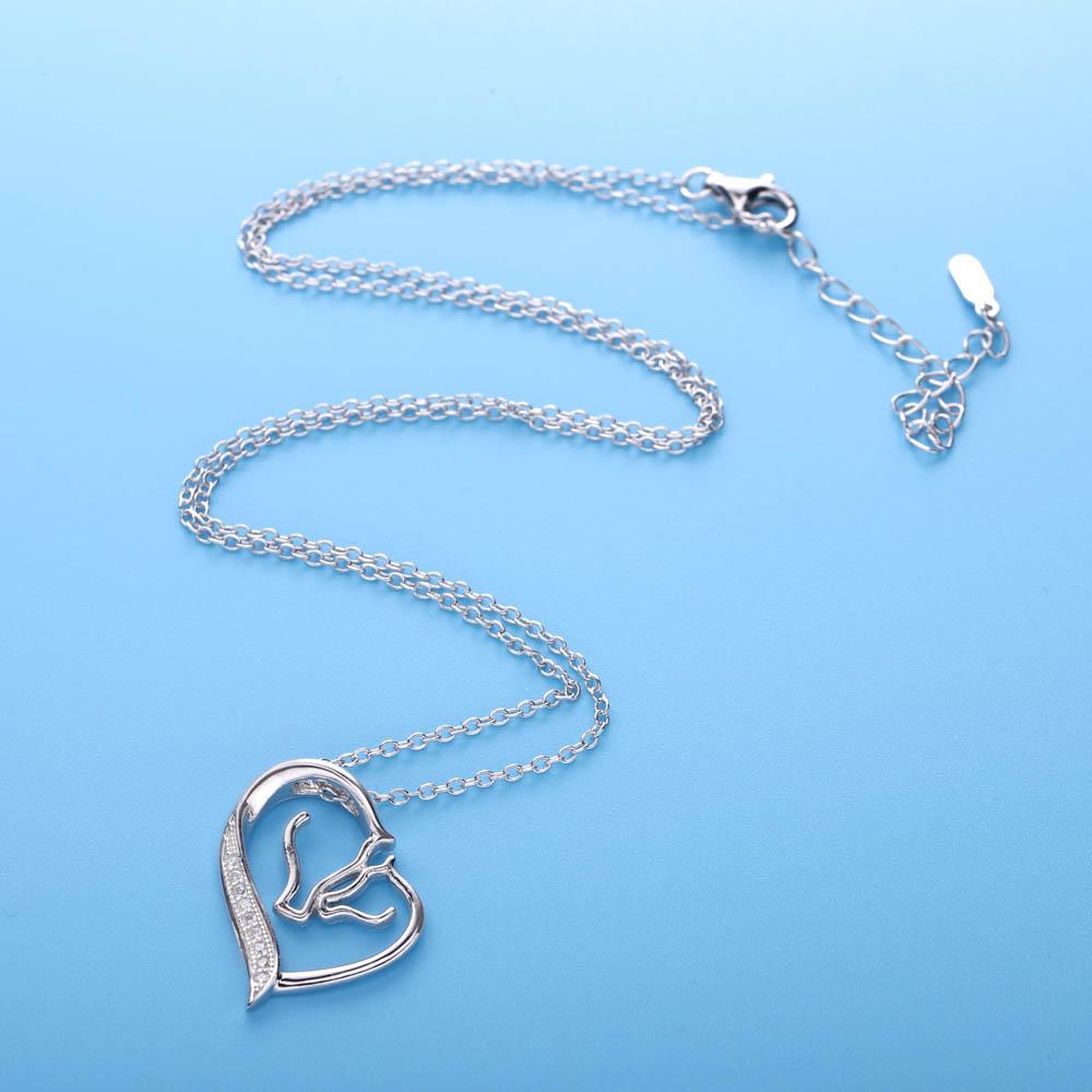 Mare & Foal Horse Head Heart Necklace Sterling Silver, Beautiful Gift for Horse Lovers!、mySite、g9winljtr