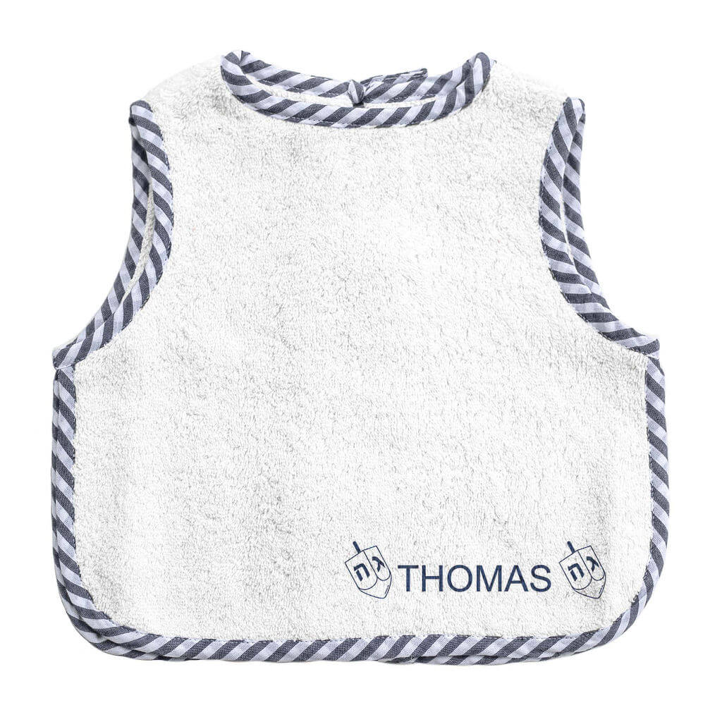 Personalized Embroidered Apron Hanukkah Baby Bib - Blue Stripe、mySite、topwebapps