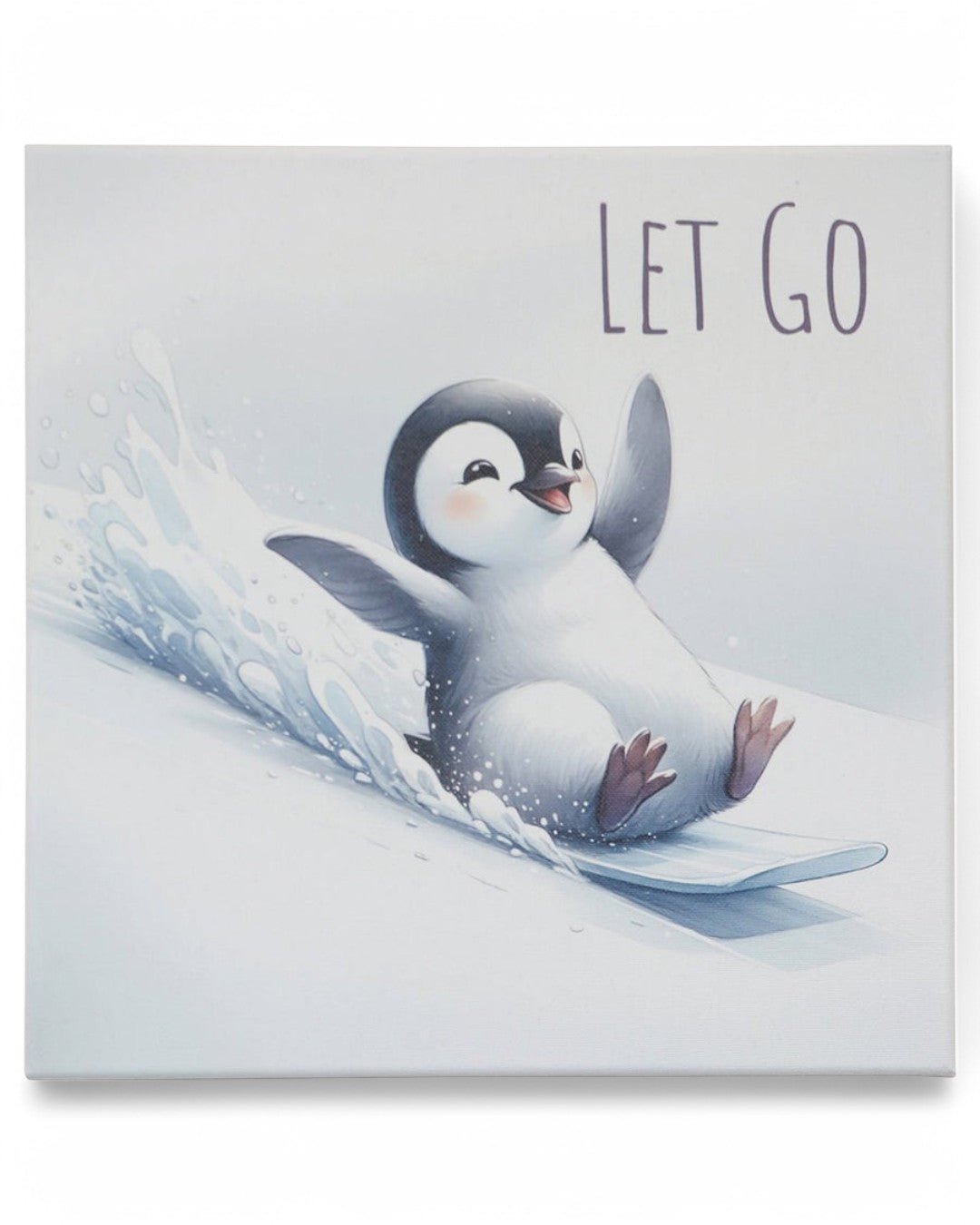 Let Go Happy Penguin Inspirational Canvas Print Wall Hanging、mySite、topwebapps