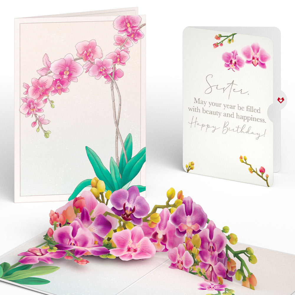 Watercolor Orchid Birthday Pop-Up Card and Sentiment Set for Sister、mySite、solidvoid