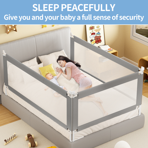 Bed Rail for Toddlers, Detachable Baby Bed Rail Guard, Suitable for Queen, Full, Bed Rails for Toddlers and Baby(Grey, 78.7", 2 Side)、、casual