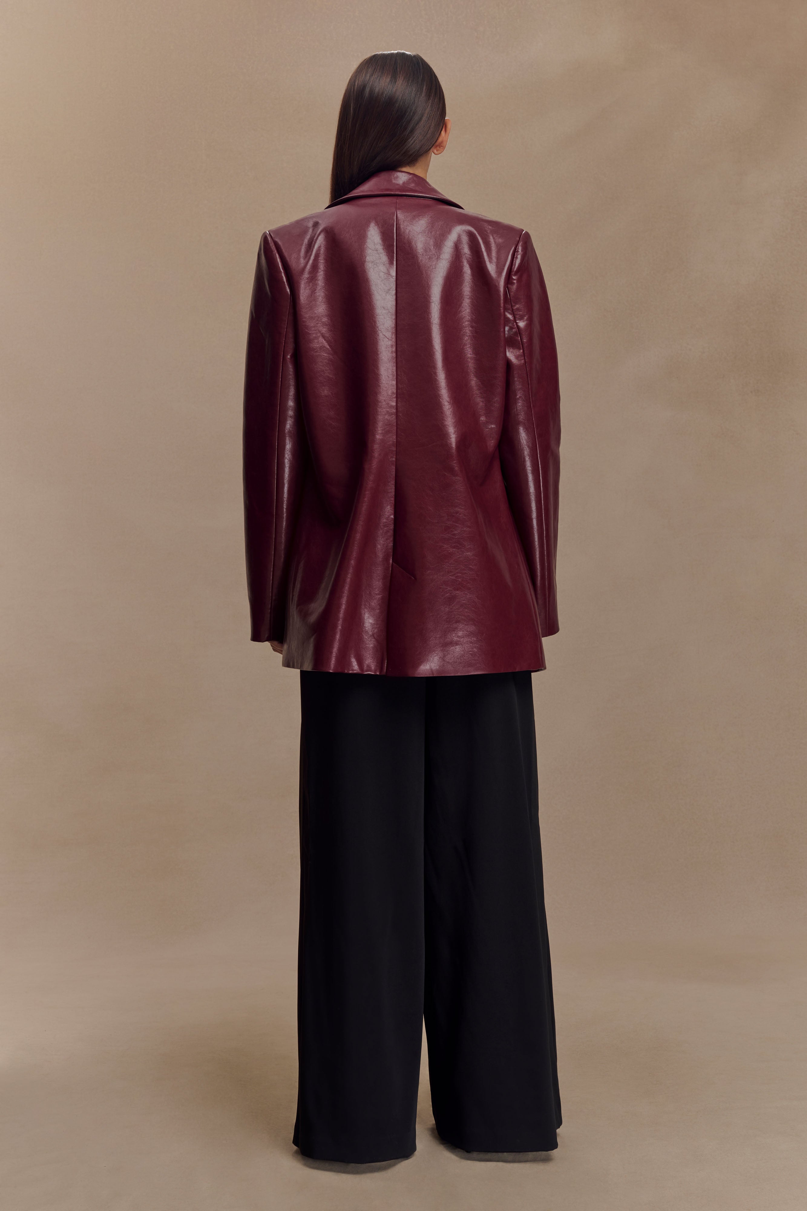 Deborah Faux Leather Coat - Cherry Red、mySite、solidvoid