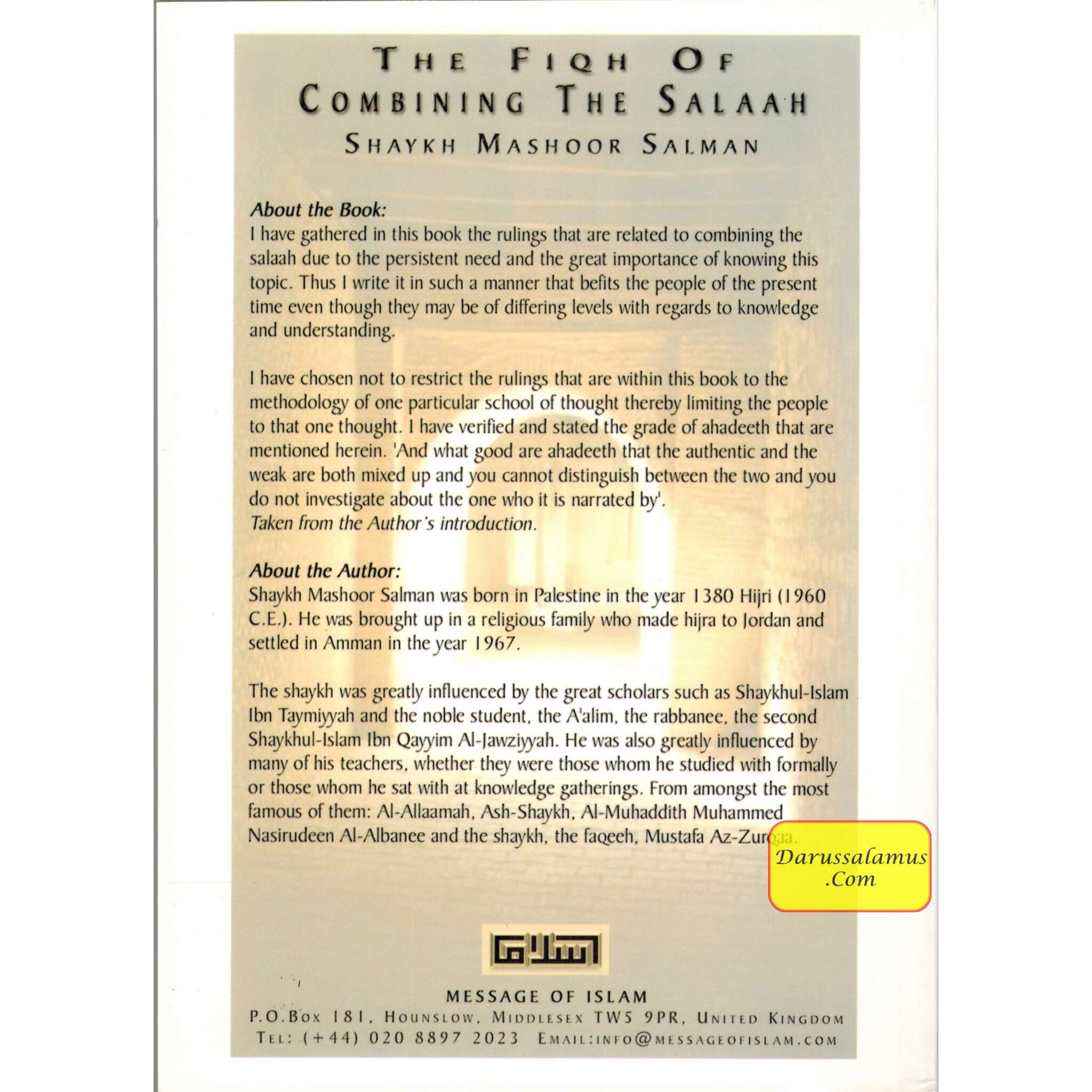 The Fiqh of Combining Salaah By Shaykh Mashoor Salman、mySite、topwebapps