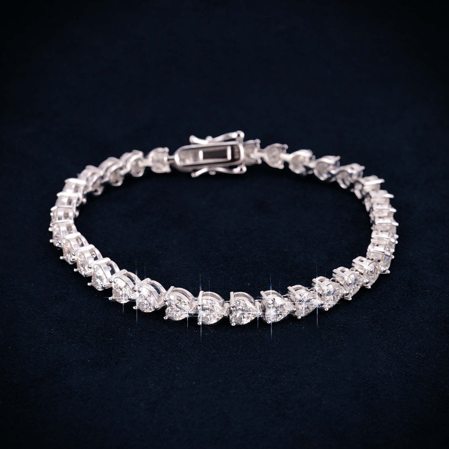 5MM Moissanite Heart Tennis Bracelet 14K Gold、mySite、hinf8tx79
