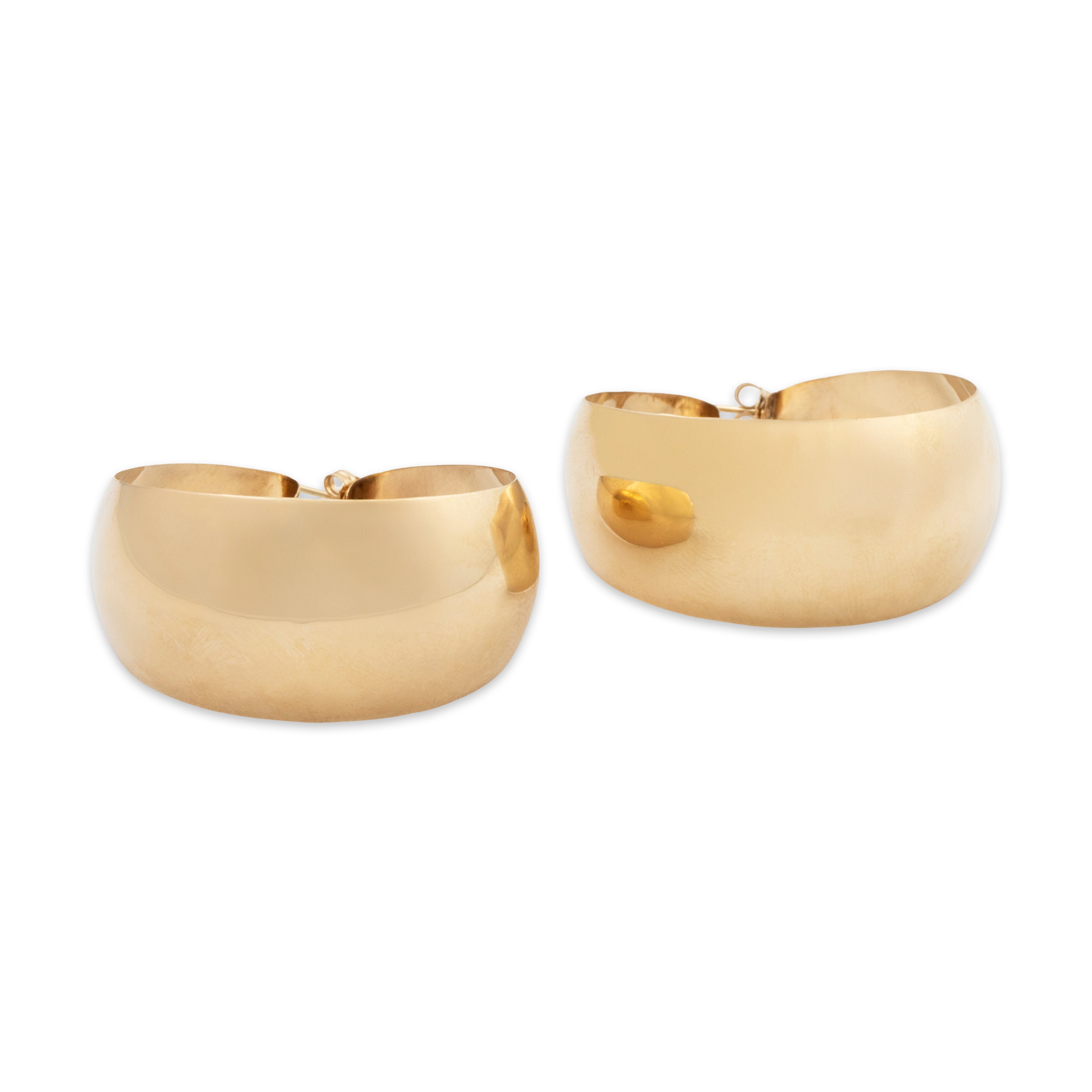 Vintage Oversized 14k Yellow Gold Dramatic Flair Hoop Earrings、mySite、hinf8tx79