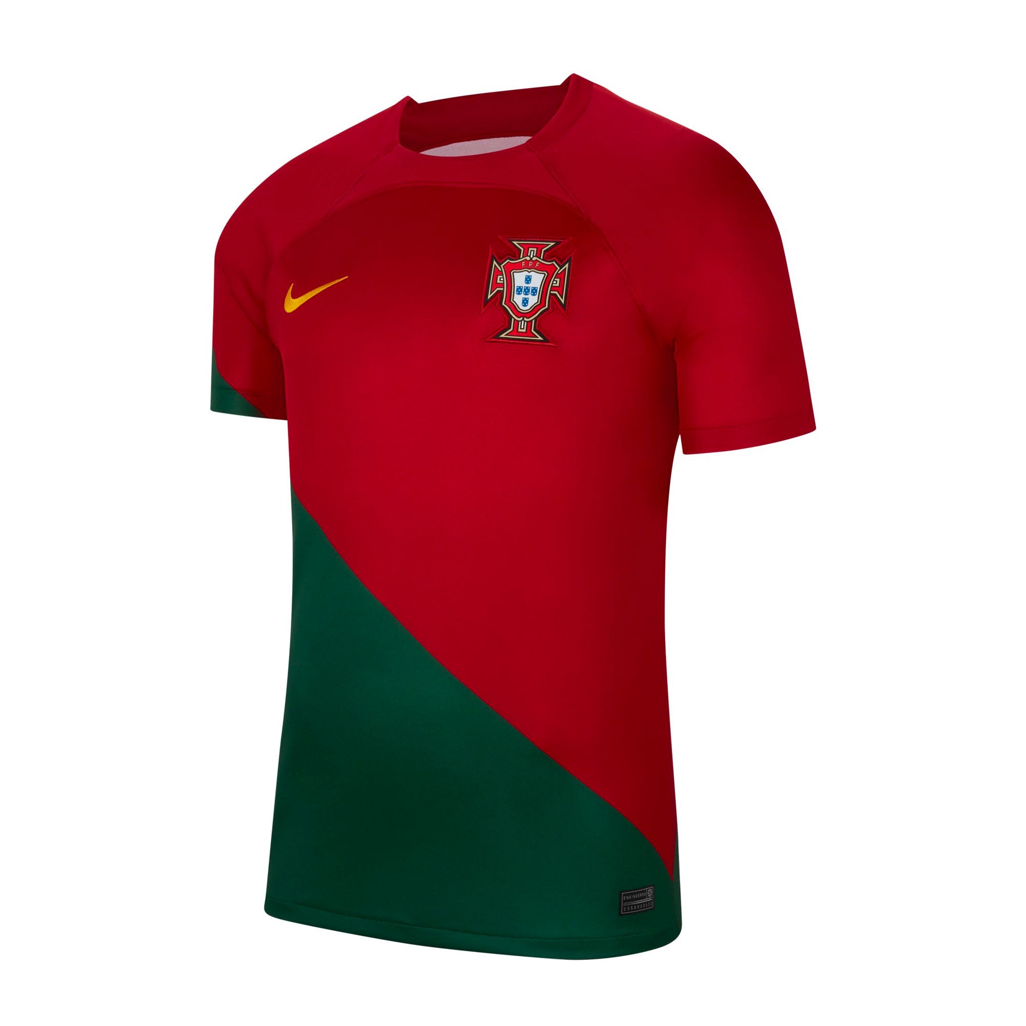 Nike Men's Portugal 2022/23 Home Jersey Pepper Red/Gold Dart、mySite、noshort