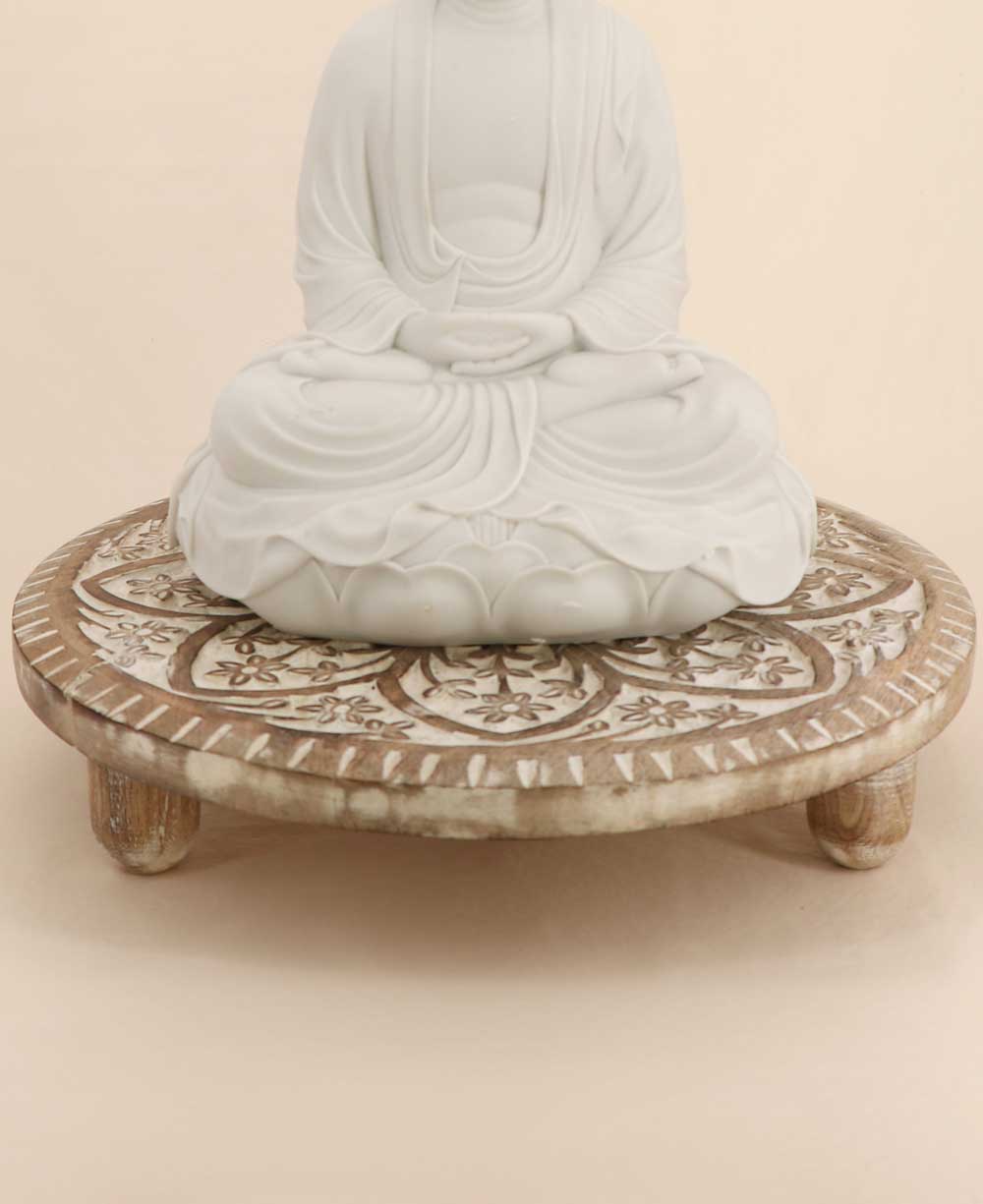 Imperfectly Perfect Eight Petal Lotus Flower Carved Wood Pedestal、mySite、topwebapps