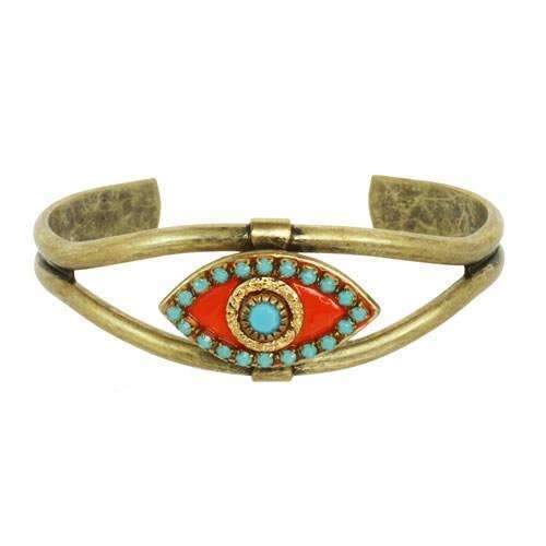 Michal Golan Orange and Turquoise Evil Eye Cuff Bracelet、mySite、topwebapps