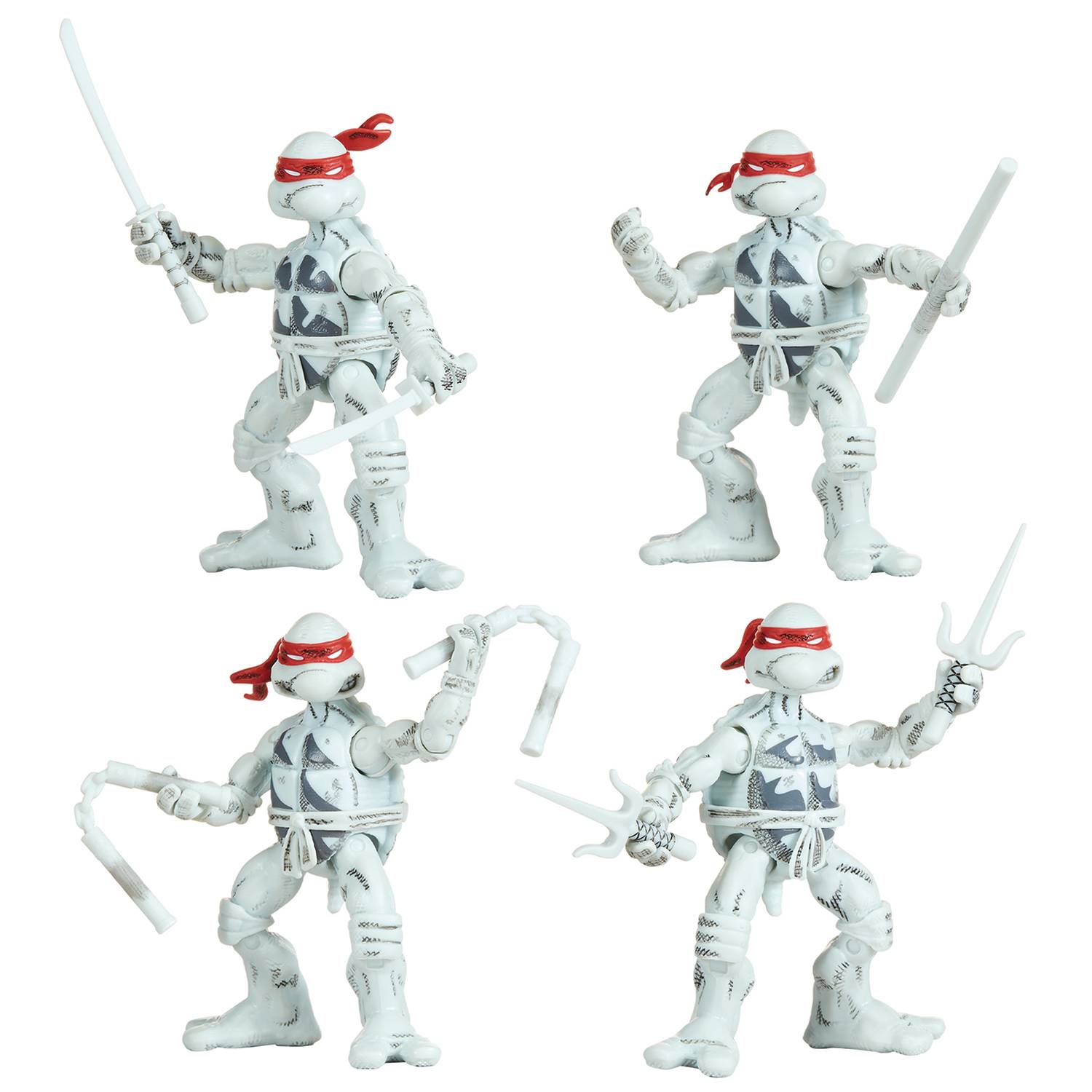 Teenage Mutant Ninja Turtles Classic Comic Book Series Black and White Turtles Action Figure 4-Pack、mySite、hgirdovlk