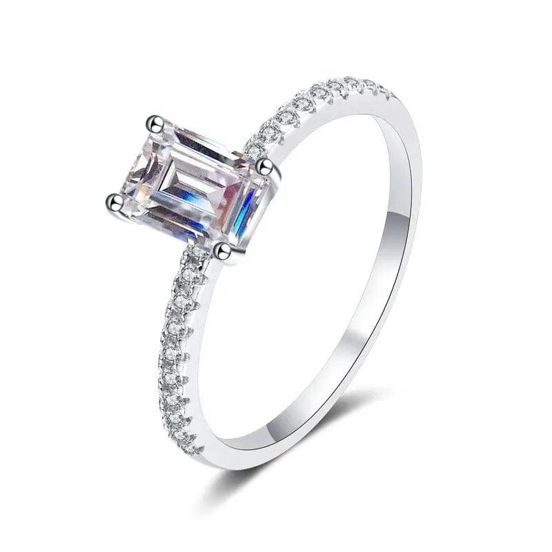 Emerald Cut D VVS Moissanite Engagement Ring 1ct or 2ct、mySite、g9winljtr