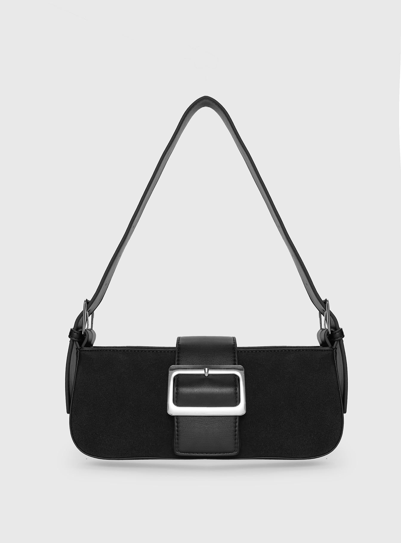 Addie Buckle Detail Shoulder Bag Black、mySite、solidvoid