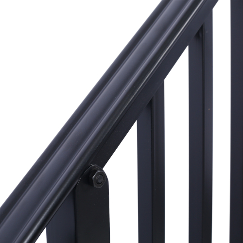 Handrails for Outdoor Steps, Fit 2 or 3 Steps Outdoor Stair Railing, Picket#2 Wrought Iron Handrail, Flexible Porch Railing, Black Transitional Handrails for Concrete Steps or Wooden Stairs、、eastwooduniform