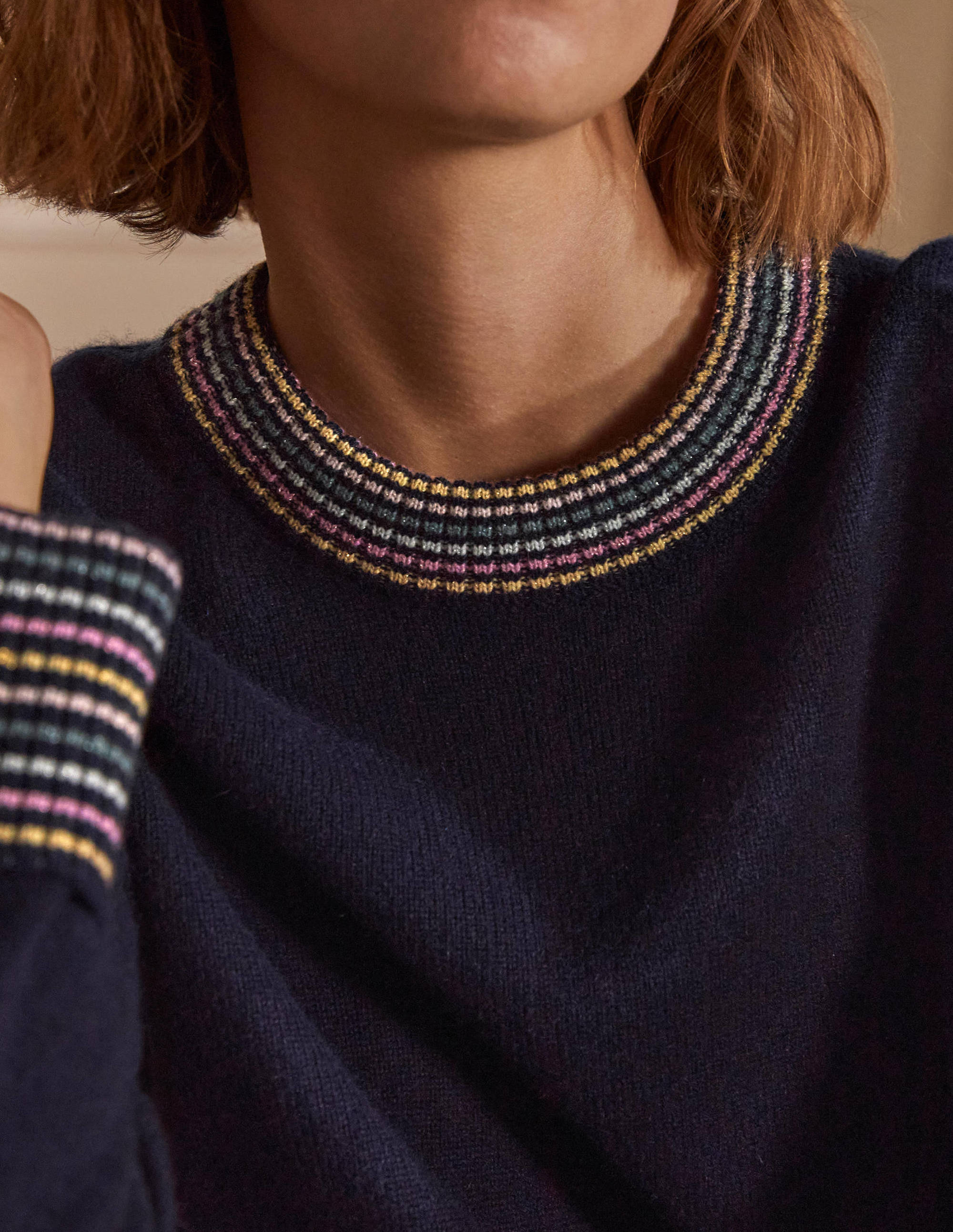  Cashmere Cuff Detail Sweater-Navy、mySite、ashleygrahame
