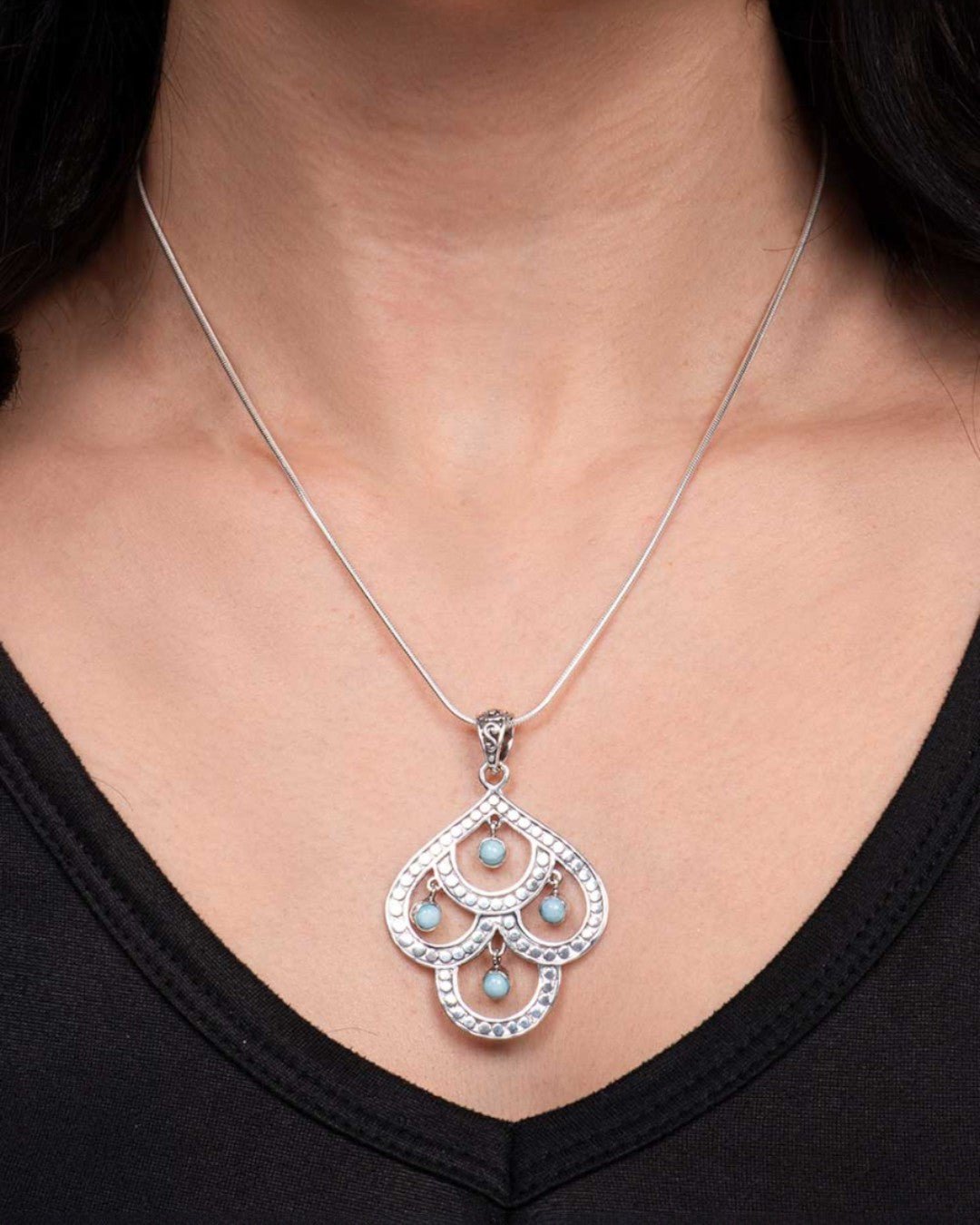 Sterling Silver Multi-Loop Larimar Pendant、mySite、topwebapps