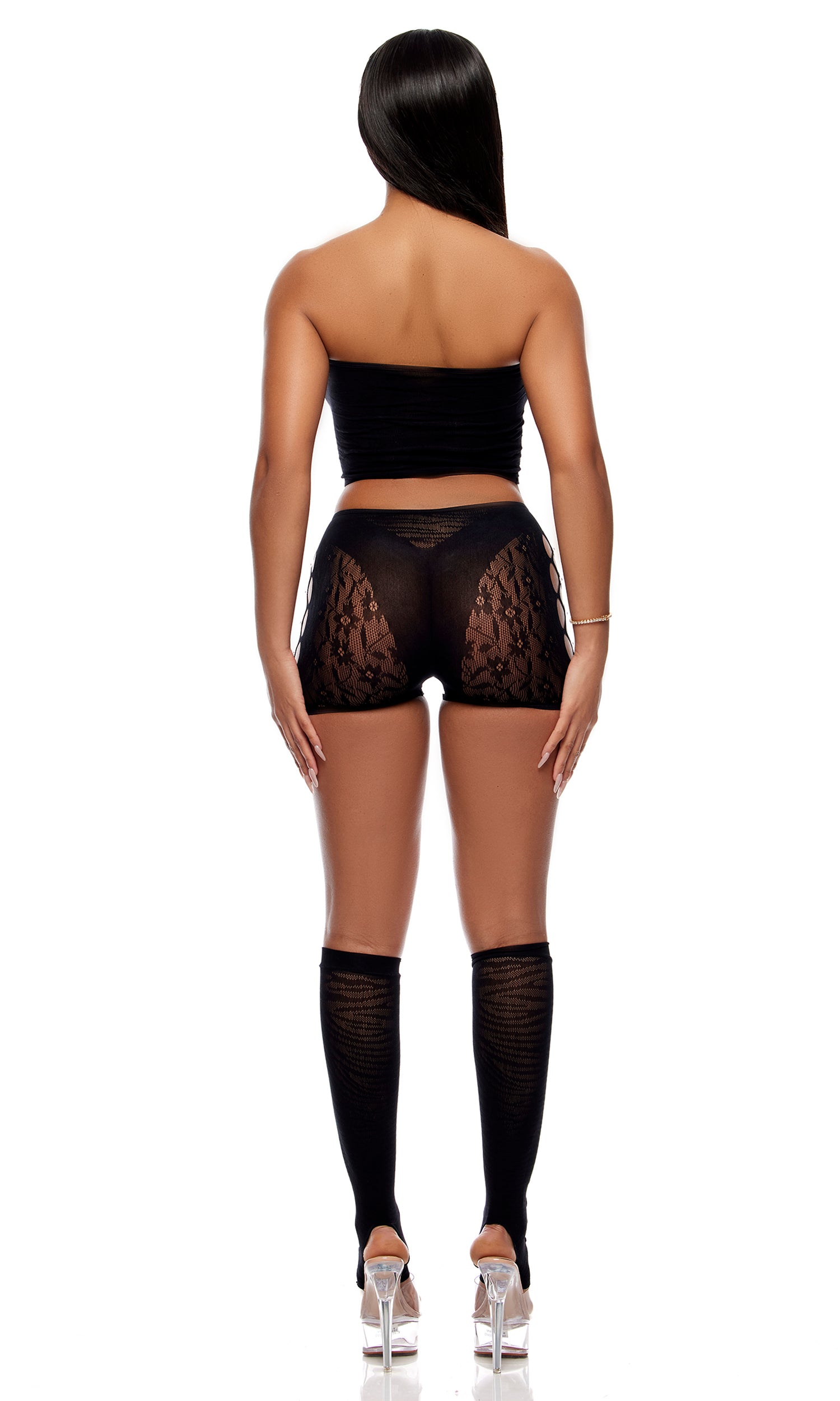 Cross Your Mind Top and Briefs Bodystocking Lingerie Set - Black、mySite、bengalsvssteelers