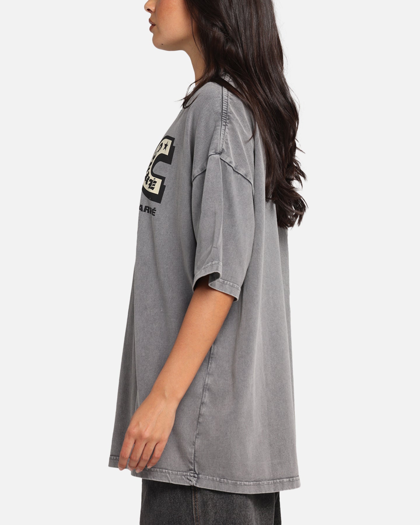 Carre Sacred Letter Mock Neck T-Shirt Washed Charcoal、mySite、zt4zffjzw