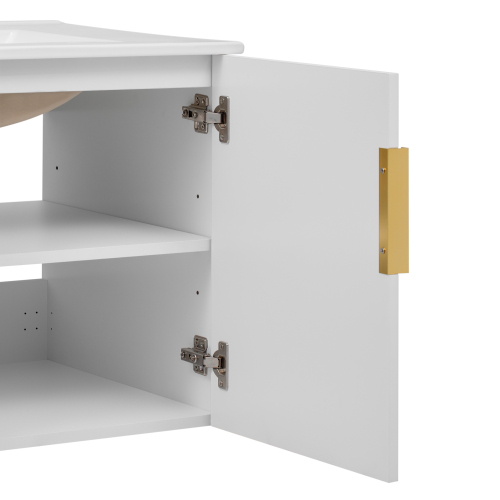 30" Vintage Bathroom Vanity with Ceramic Sink, with 3 Holes Single Ceramic Sink, Bathroom Storage Vanity Cabinet with 2 Soft Closing Doors、、xpatfood