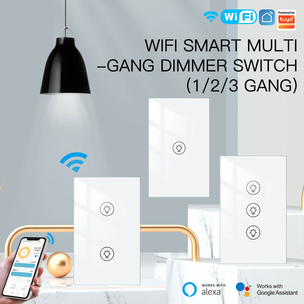 MOES WiFi Dimmer Switch Smart Light Dimmer Touch Panel Switches 1/2/3 Gang US Version、mySite、fannypackpong