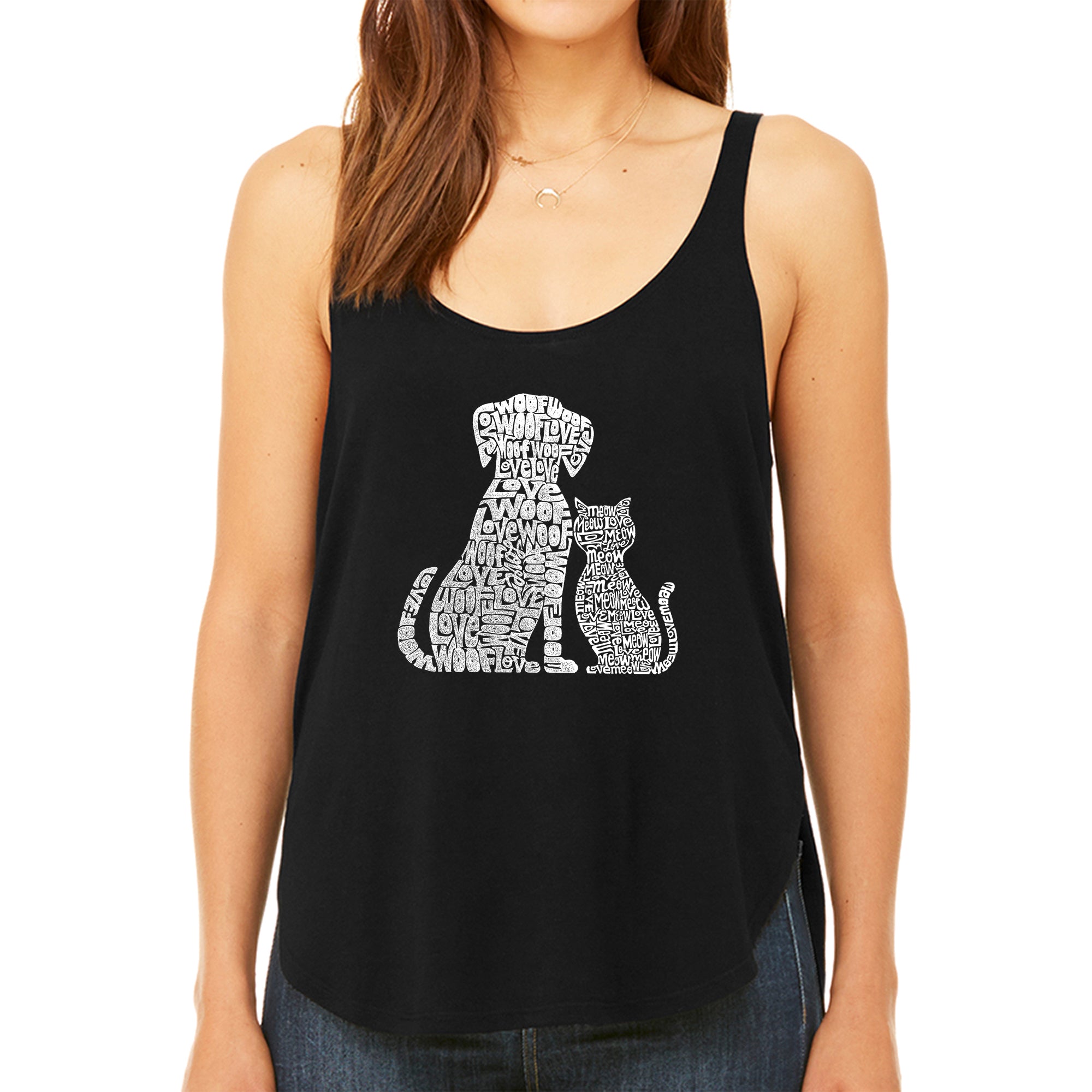 Dogs and Cats - Women's Premium Word Art Flowy Tank Top、mySite、camillekostekn