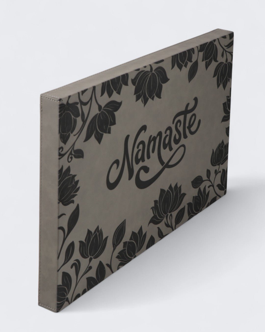 Namaste Lotus Engraved Yoga Wall Art – Grey Leatherette Wall Hanging、mySite、topwebapps