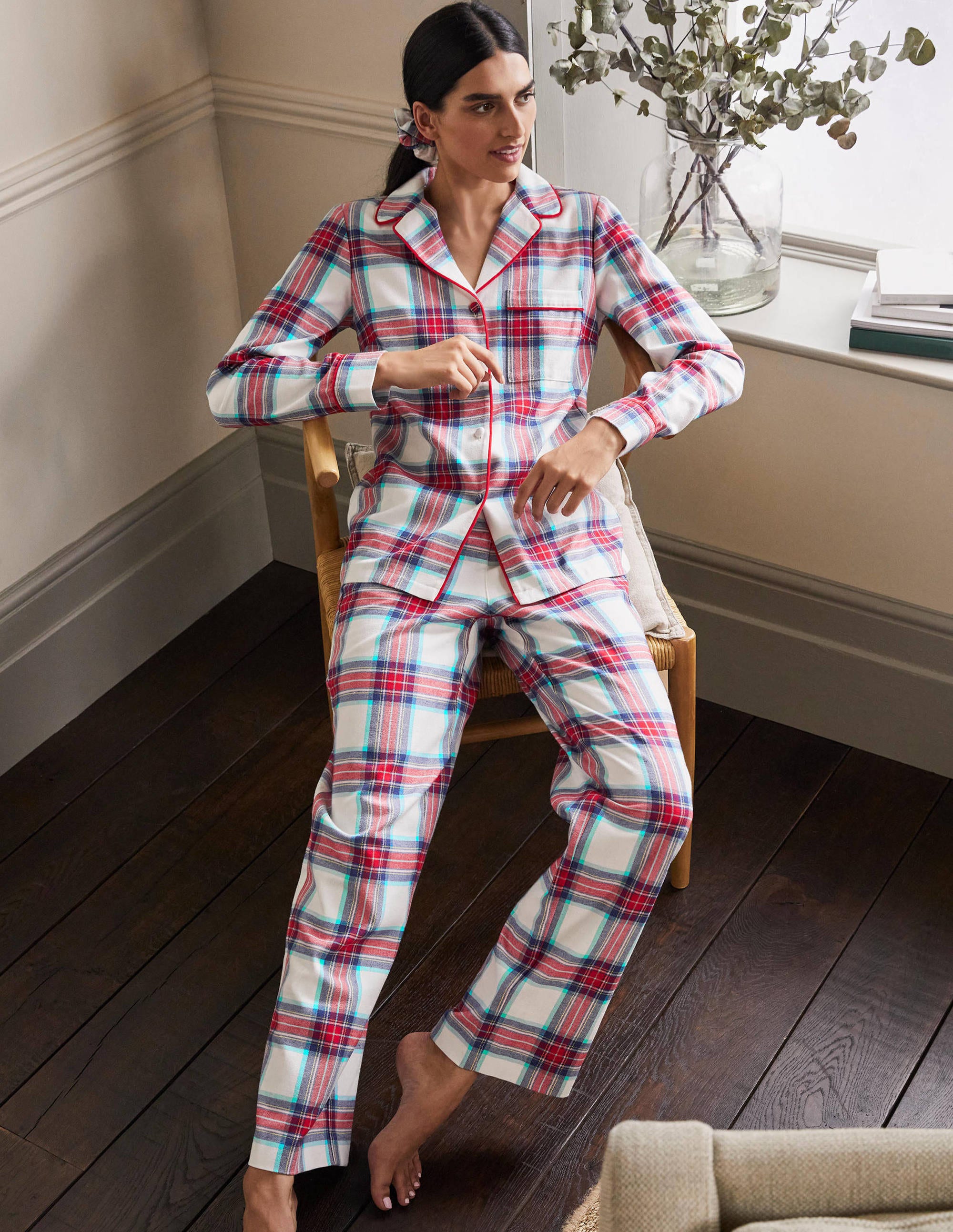  Vanessa Cosy Pyjama Set-Ivory and Rockabilly Red Check、mySite、ashleygrahame