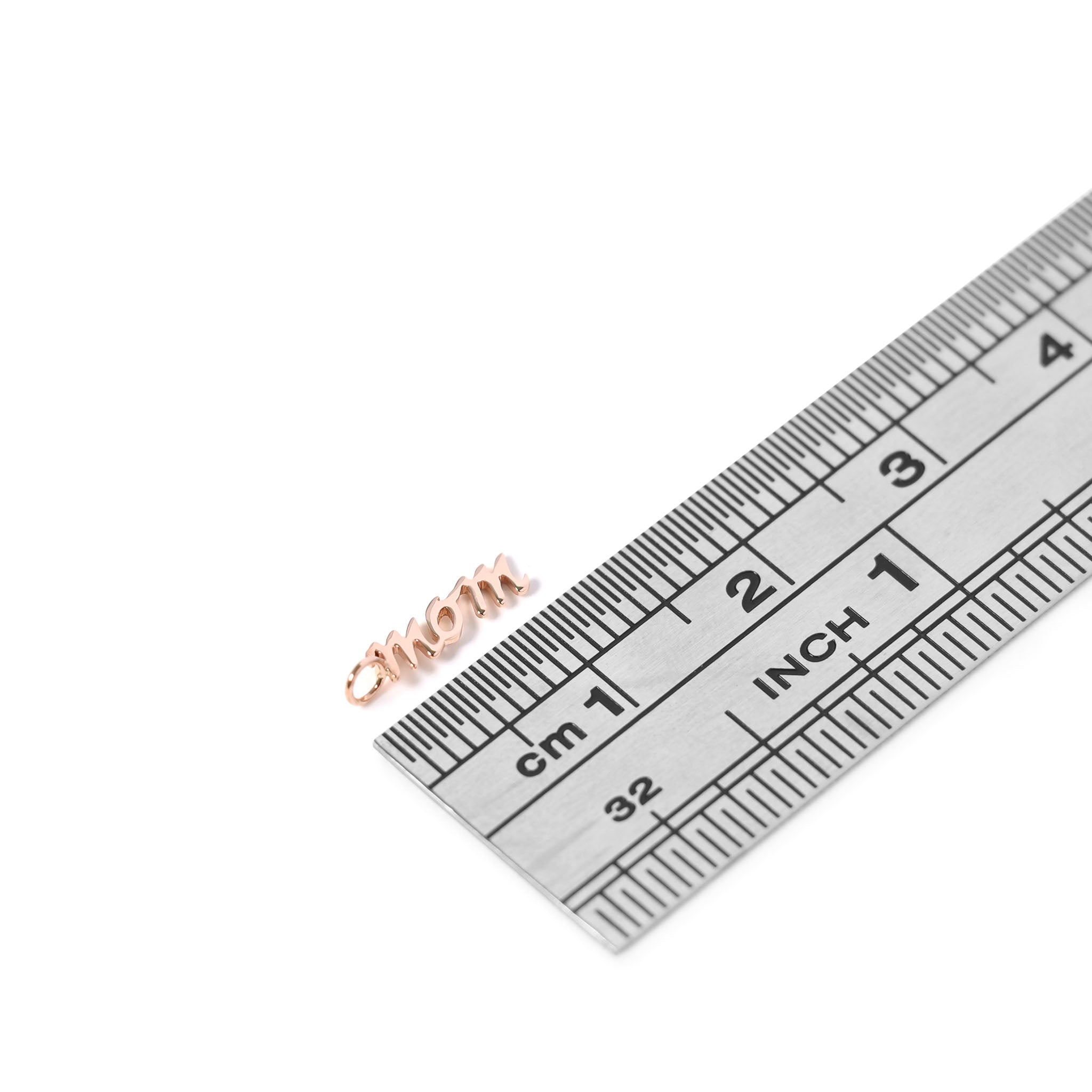 Permanent Jewelry 14K Solid Rose Gold Mom Script Charm / PMJ2004、mySite、dreamappss