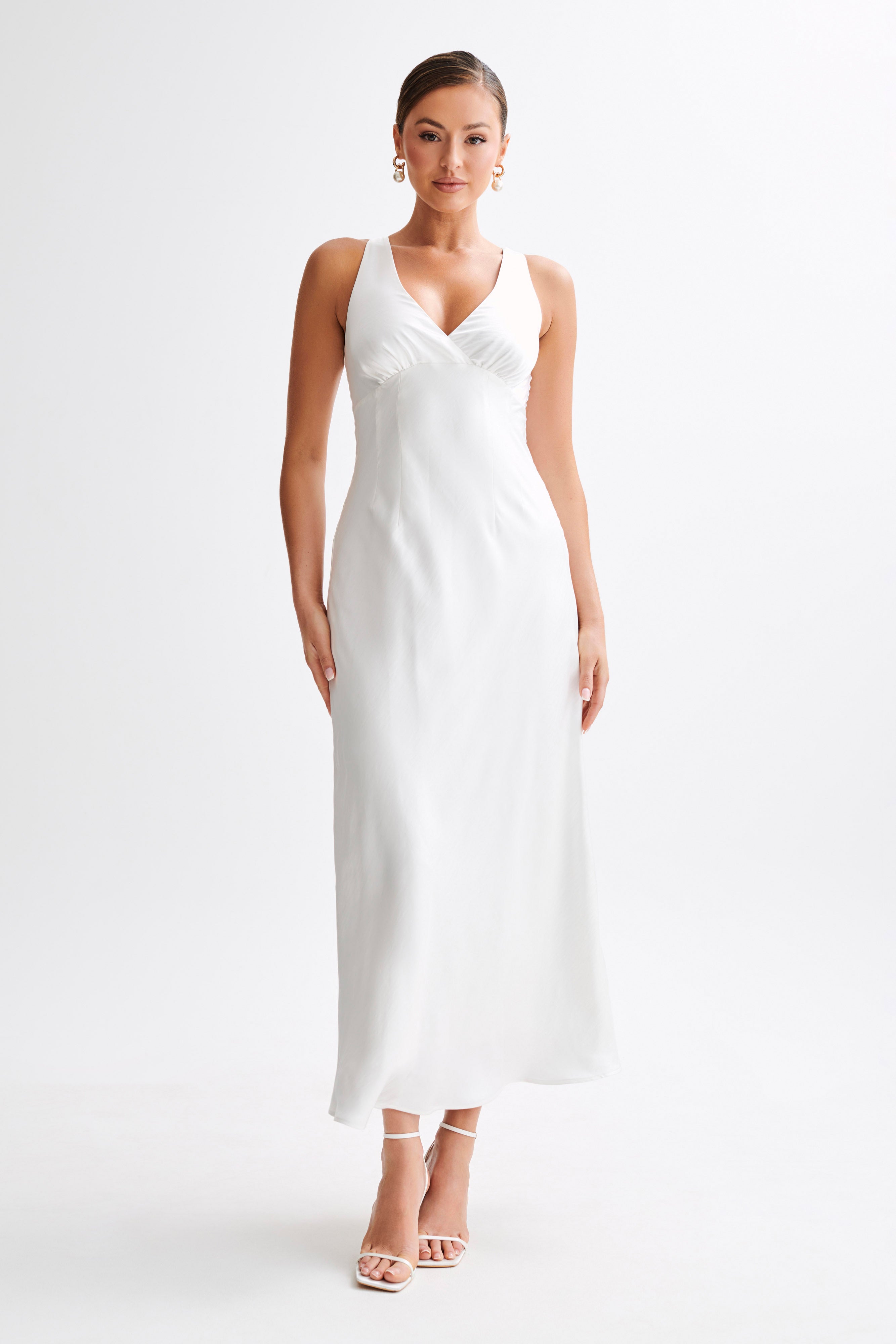 Meghan Satin Maxi Dress - Ivory、mySite、solidvoid