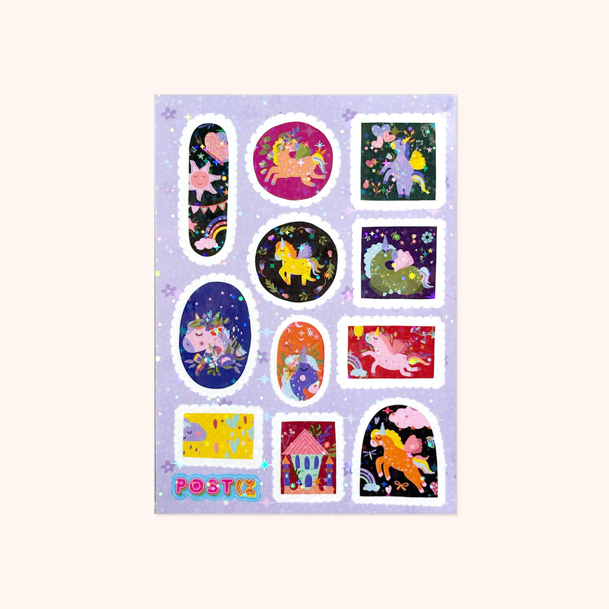  Unicorn Stamps Hologram Sticker Sheet、mySite、ghnorth