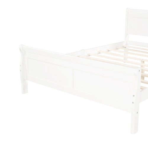 Wood Platform Bed Twin Bed Frame Mattress Foundation Sleigh Bed with Headboard/Footboard/Wood Slat Support、、casual
