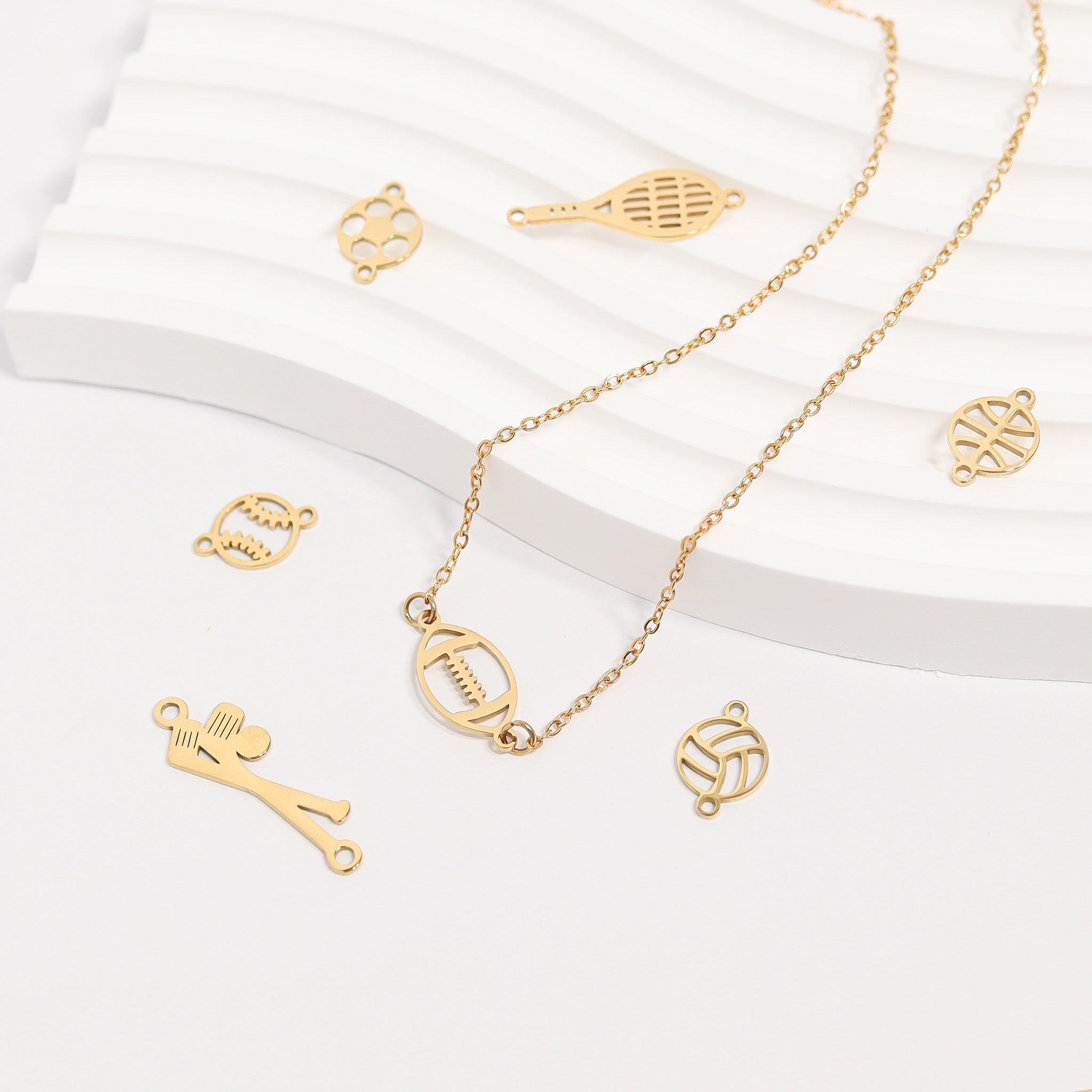 18K Gold PVD Stainless Steel Tennis Connector Charm / PDL0163、mySite、dreamappss