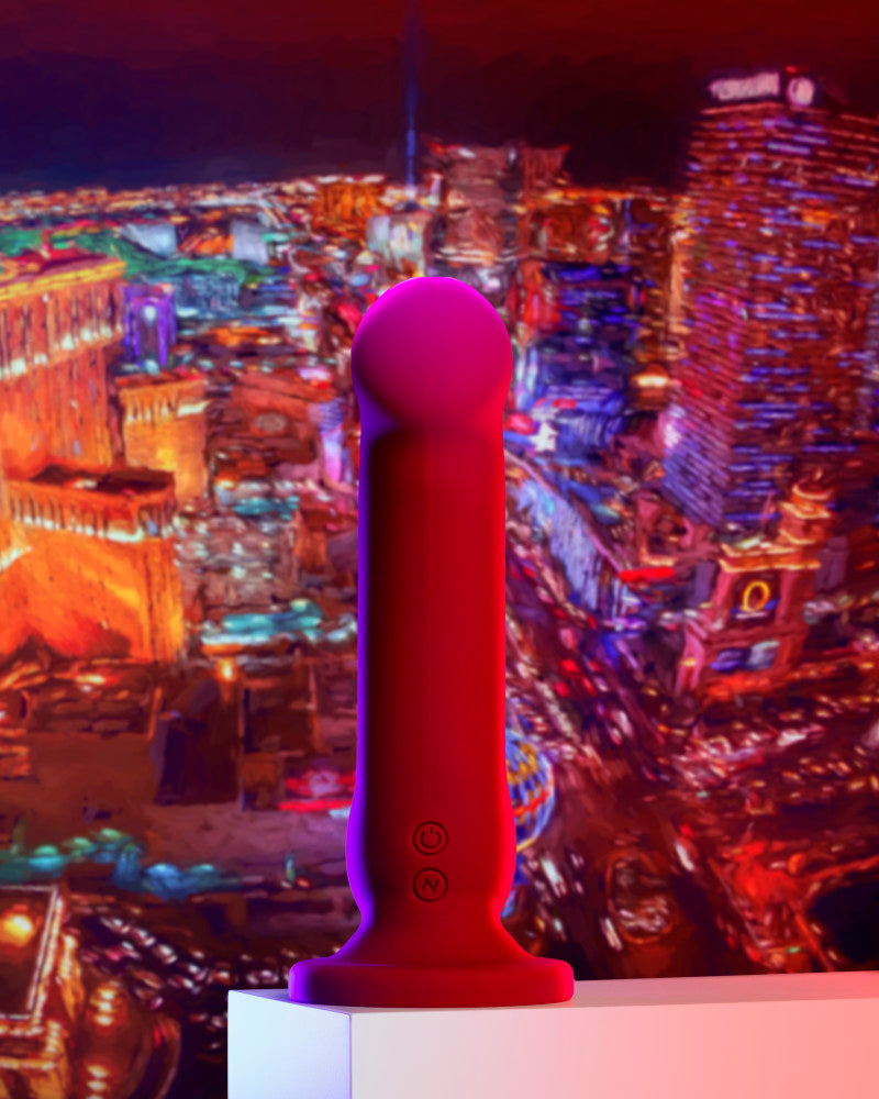 Impressions By Blush® | Las Vegas G-Spot Crimson 8.25-Inch Long Vibrating Dildo With Suction Cup Base、mySite、bottomscart