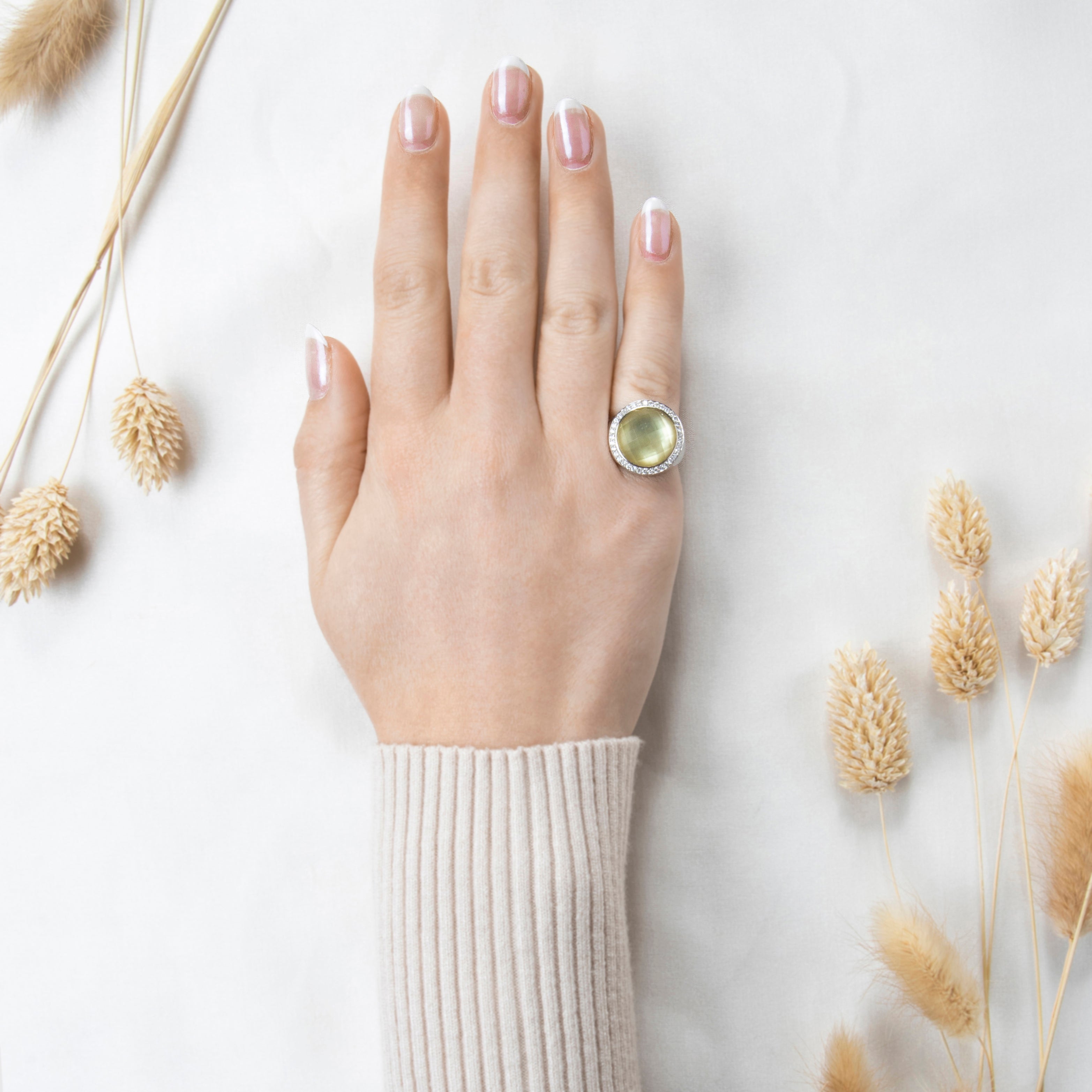 Vintage Heavy 18k White Gold 9.4ct Lemon Quartz .684cttw Diamond Ring 6.50、mySite、hinf8tx79