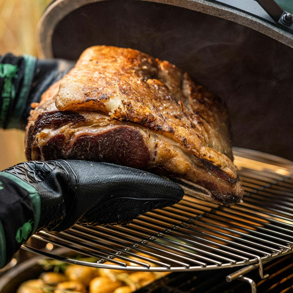 Big Green Egg Heat Resistant Silicone BBQ Mitt with Fabric Cuff、mySite、noshort