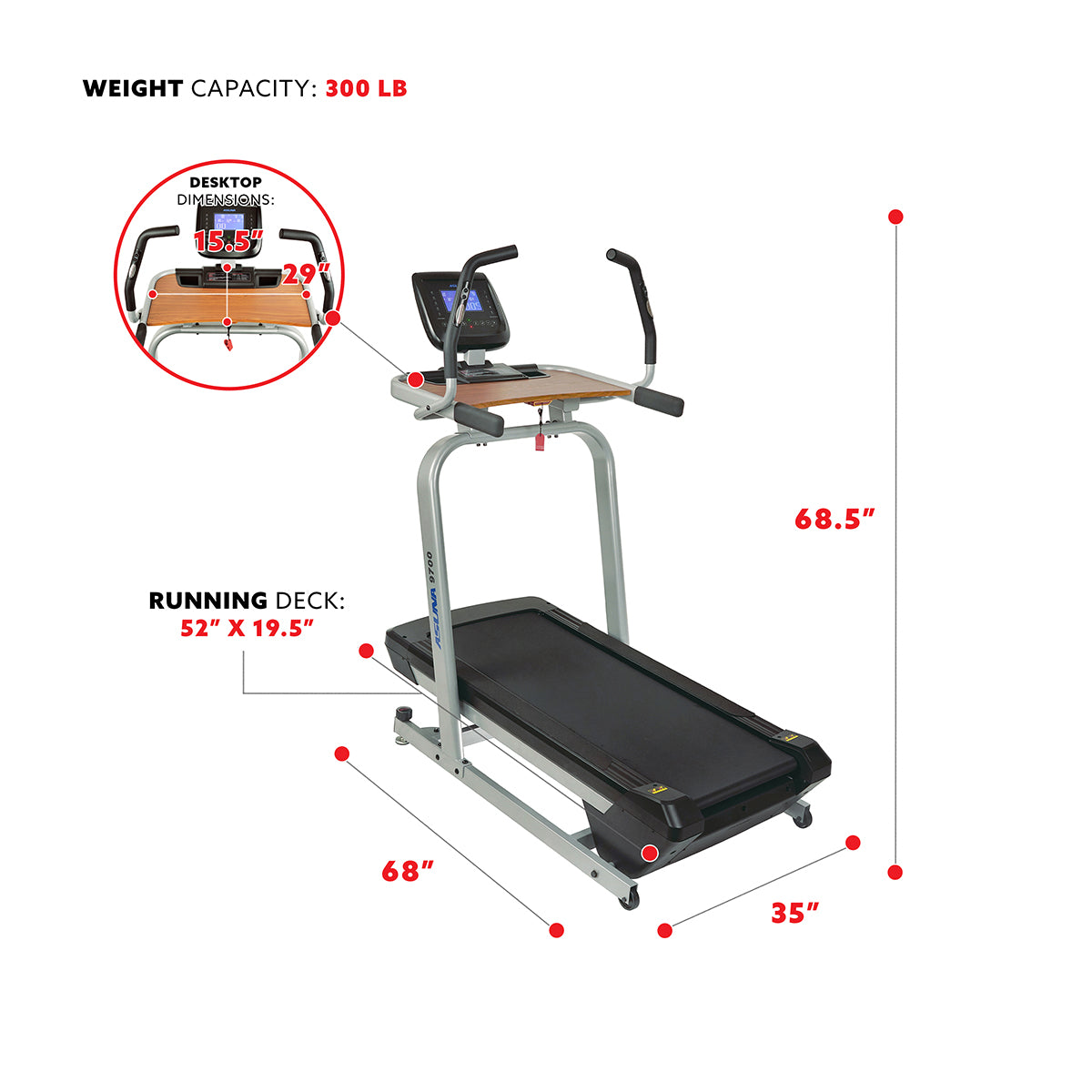  Treadmill Workstation Desk with Auto Incline at 40% Max, Wide Treadmill and USB Charging Function、mySite、ghnorth