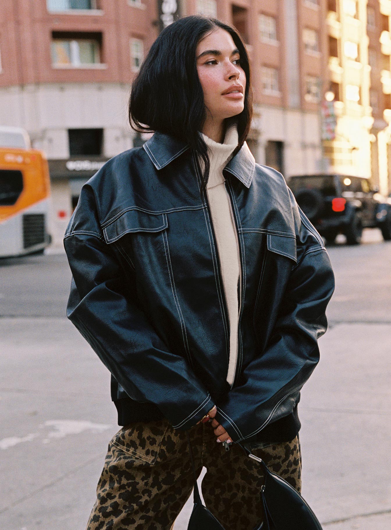 Kingsley Contrast Stitch Pu Jacket Black、mySite、solidvoid