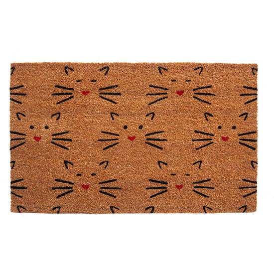Love Cats Coir Welcome Mat Handmade Cute Kitty Faces Welcome You Home!、mySite、g9winljtr