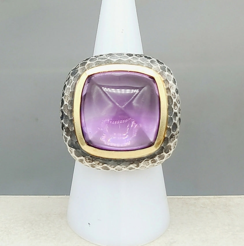 David Yurman Hammered Albion Ring 鈥?17mm Amethyst & Gold、mySite、hinf8tx79