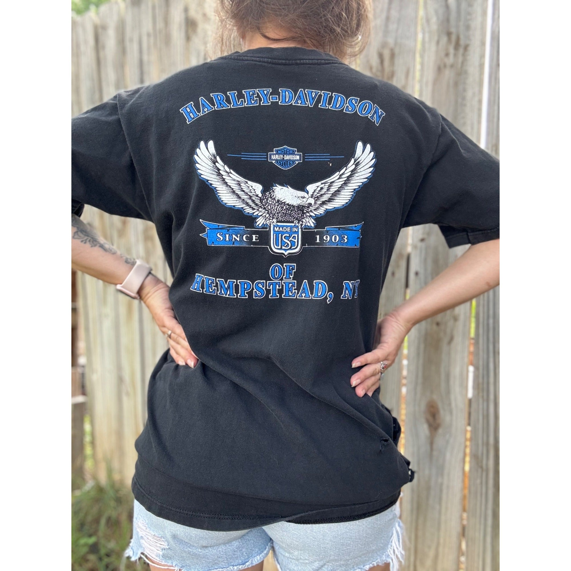 00' Harley Davidson Hempstead NY Eagle Graphic Motorcycle Tee T-Shirt M、mySite、garagedoors4me