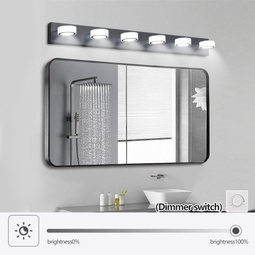 (Same as W1340110595/L2010) 45" Modern 6-Light LED Vanity Light, Sleek Black Bathroom Wall Light Fixture for Mirror, Shower, and Bathroom Decor、、eastwooduniform
