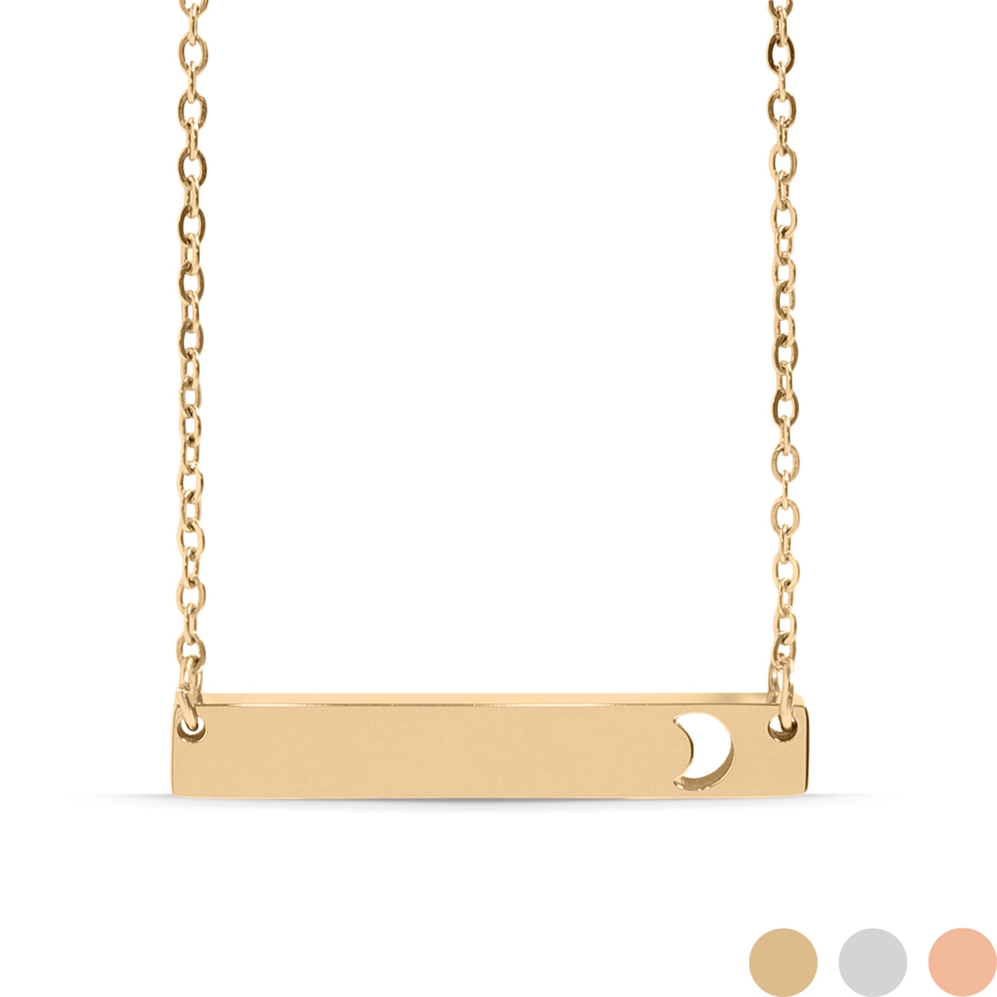 18K Gold PVD Stainless Steel Moon Cutout Horizontal Bar Necklace / SBB0154、mySite、dreamappss